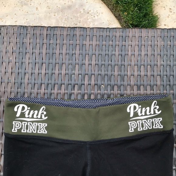 VS PINK Olive Green/Black Capri Legging - Picture 3 of 5